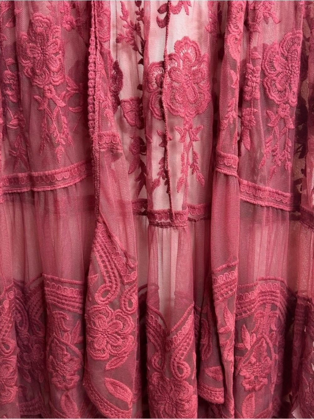 Torrid 2x Floral Lace Robe Deep Pink Cotton Blend Duster Maxi Plus Size Boho - Picture 5 of 7